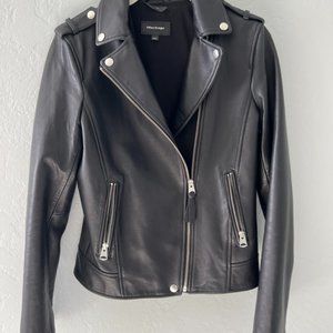 Genuine leather, black biker jacket with liner